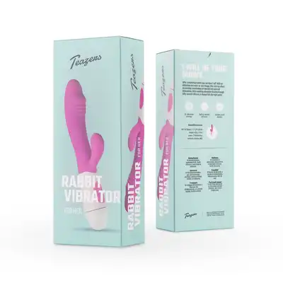 Teazers - Realistic Rabbit Vibrator Purple. Podwójny wibrator z stymulującymi żłobieniami, idealna stymulacja