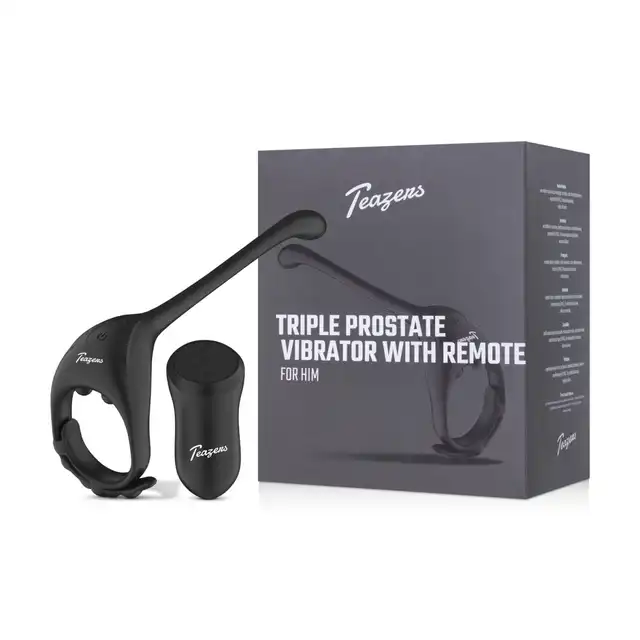 Teazers - Triple Prostate Vibrator with Remote. Stymulator prostaty z regulowanym ringiem, kompleksowa stymulacja w jednym urządzeniu