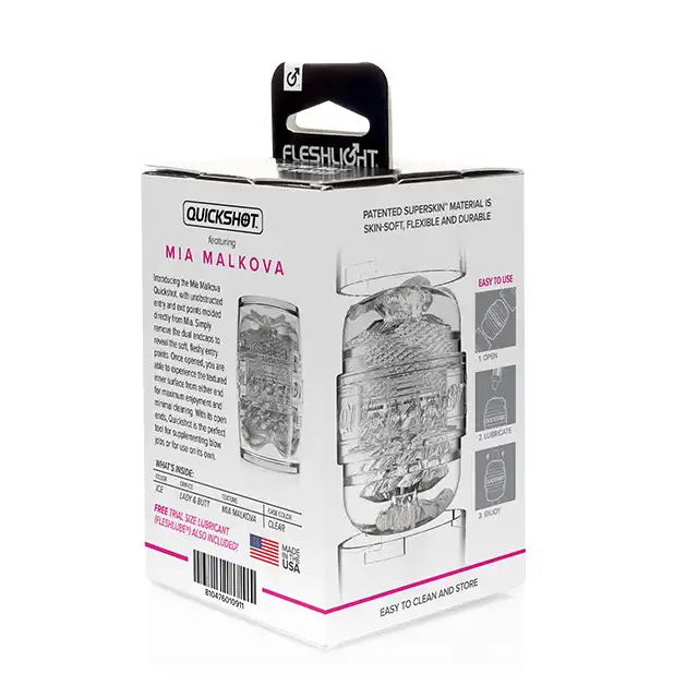 Fleshlight - Quickshot Mia Malkova. Kompaktowy masturbator z realistycznymi wejściami, idealny do masturbacji, dwustronny