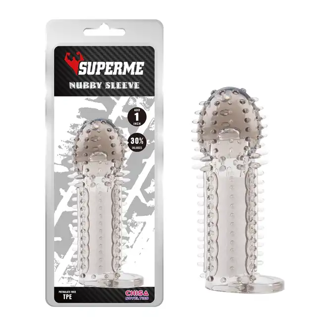 Chisa - Super Me Nubby Sleeve-Grey. Nakładka przedłużająca z wypustkami