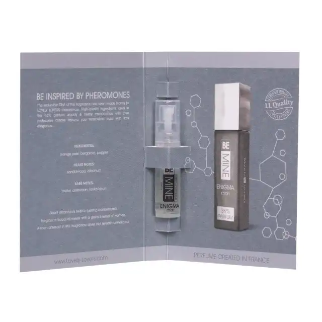 Lovely Lovers - Be MIne Enigma Parfum Man 2ml. Intrygujące perfumy męskie z feromonami, z eleganckimi nutami drzewno-ziołowymi i kwiatowo-owocową świeżością