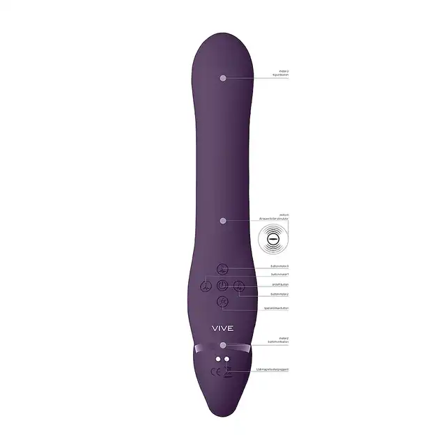 Vive - Ai Dual Vibrating &amp; Air Wave Tickler Strapless Strapon Purple. Strapless G-spot wibrator, unikalna technologia fal powietrznych