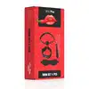 Erospace - Wild Play BDSM 4pcs Set. Zestaw BDSM z kneblem, obrożą, smyczą i opaską na oczy, kontrola, komfort i zmysłowe uniesienie