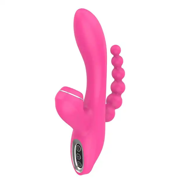 Erospace - Sweet Play Sucking Vivrator with Anal Braids. Wibrator ssący z koralikami analnymi, potrójna stymulacja dla wyjątkowej przyjemności