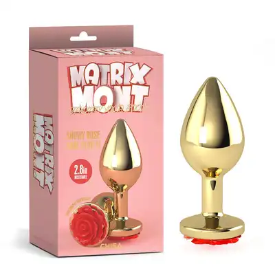 Matrix Mont - Showy Rose Anal Plug. Elegancki złoty anal plug z różą w rozmiarze M