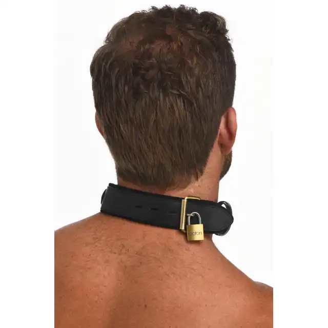 Master Series - Tracking Collar Black. Czarna obroża śledząca dla uległego z miejscem na AirTag – styl i pełna kontrola