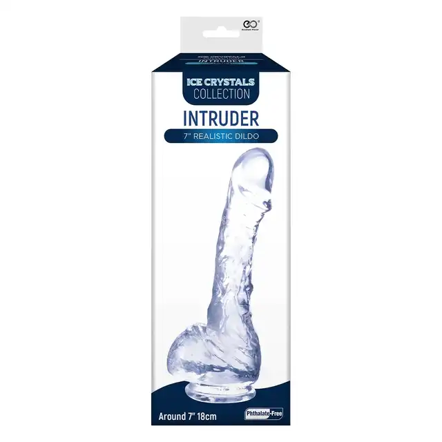 Ice Crystals Collection - Intruder 7". Realistyczne przezroczyste dildo o szczegółowo odwzorowanej strukturze, miękki i elastyczny materiał
