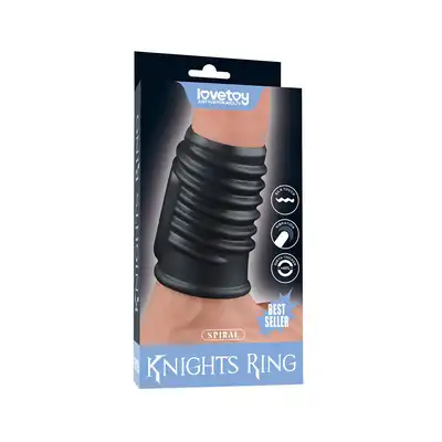LoveToy - Spiral Knights Ring Vibrating Penis Sleeve. Żebrowana wibrująca nakładka na penisa, wzbogać swoje doznania i zwiększ wytrzymałość