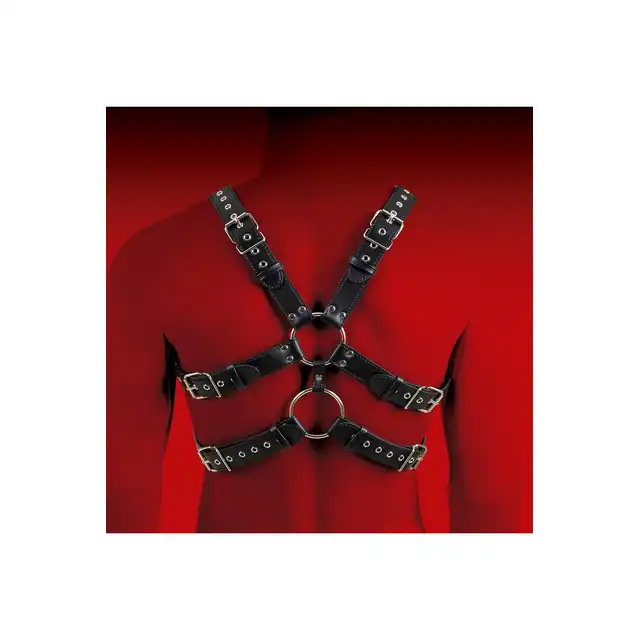 Virgite - Man Bondage Body Harness Mod. 6 Black. Elegancki harness, który zapewnia pełną kontrolę i niezrównaną intensyfikację doznań.