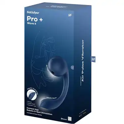 Satisfyer - Pro+ Wave 4 Connect App Dark Blue. Wibrator z Air Pulse i Robotic Technology do stymulacji punktu G i łechtaczki