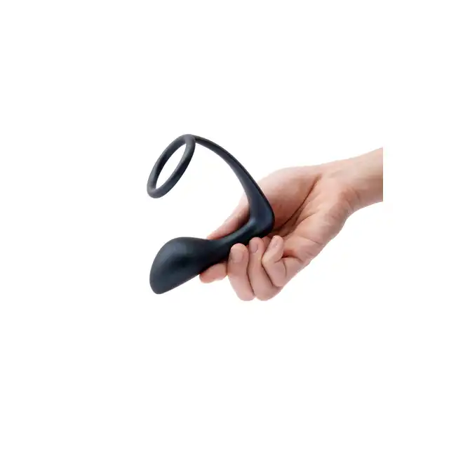 B-Vibe - Ringer Cock Ring and Plug. Ring ze stymulacją prostaty, wodoodporny