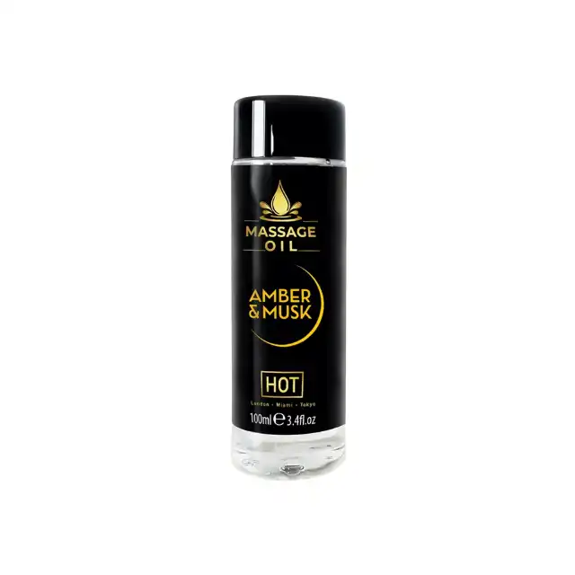 Hot - Massage Oil Amber &amp; Musk 100ml. Ekskluzywny olejek do masażu o uwodzicielskim zapachu piżma i bursztynu
