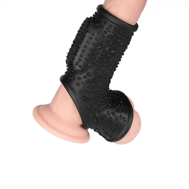 LoveToy - Drip Knights Ring Vibrating Penis And Scrotum Sleeve. Stymulujący i wibrujący rękaw na penisa i mosznę, zwiększa wytrzymałość i przyjemność