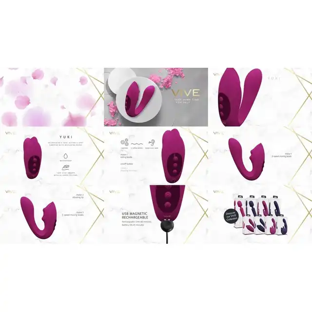 Vive - Yuki G-Spot Vibrator with Massaging Beads Pink. Nowoczesny wibrator podwójny do stymulacji punktu G z ruchomymi kulkami