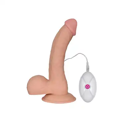 LoveToy - 8.8" The Ultra Soft Dude Vibrating. Luksusowy, ultra miękki wibrator z 10 prędkościami wibracji i przyssawką do zabawy bez użycia rąk