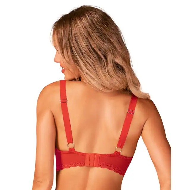 Obessive - Belovya Bra XS/S. Romantyczny biustonosz typu longline w soczystej czerwieni, stworzony dla kobiet, które pragną podkreślić swój seksapil i zmysłowość