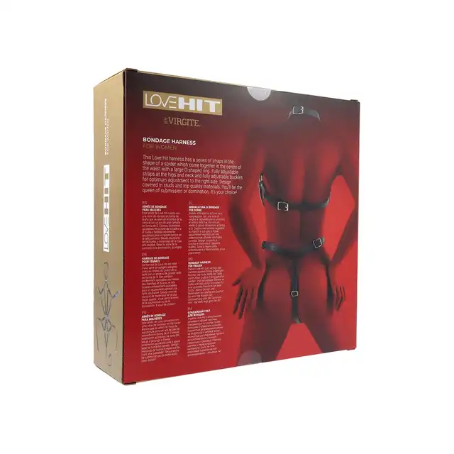 Virgite - Woman Bondage Body Harness Mod. 1 Black. Luksusowy harness wykonany z wysokiej jakości skóry ekologicznej prosto z Hiszpanii