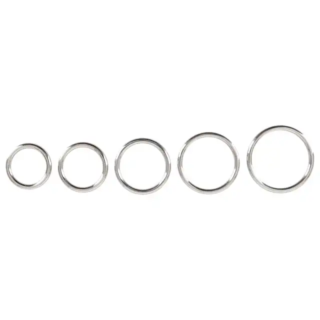 Bad Kitty - Professional Metal Cock Ring Set - Zestaw 5 metalowych ringów na penisa i jądra. Różne rozmiary i solidna stal.