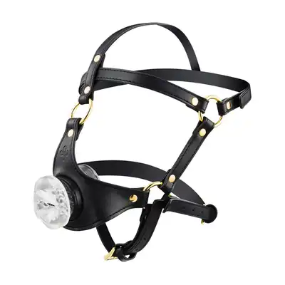 Sevanda - Blowjob Head Harness. Uprząż na głowę ze stymulującym tunelem oralnym, intymna gra i kontrola
