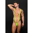 Envy Menswear - Borat Slingshot Green M/L. Odważny neonowy strój dla mężczyzn, inspirowany kultową postacią Borata.
