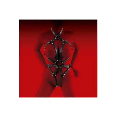 Virgite - Woman Bondage Body Harness Mod. 1 Black. Luksusowy harness wykonany z wysokiej jakości skóry ekologicznej prosto z Hiszpanii