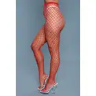 BeWicked - Can`t Back Down Pantyhose RD/OS. Krwisto czerwone rajstopy kabaretki o dużych oczkach, idealny dodatek do stylizacji