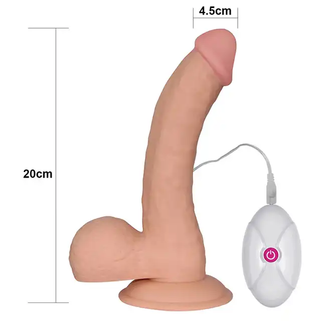 LoveToy - 8.8" The Ultra Soft Dude Vibrating. Luksusowy, ultra miękki wibrator z 10 prędkościami wibracji i przyssawką do zabawy bez użycia rąk