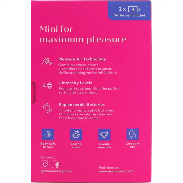 Womanizer - Mini 2 Touchless Stimulation. Luksusowy kompaktowy stymulator łechtaczki z technologią Pleasure Air i 4 poziomami intensywności