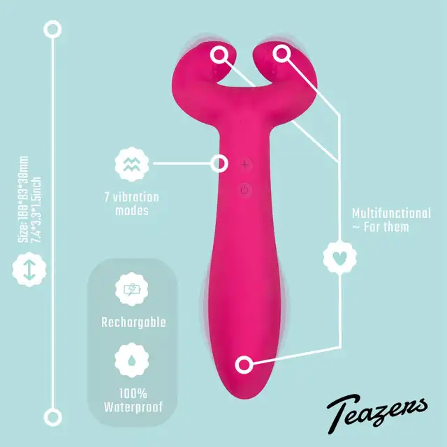 Teazers - Pair Vibrator. Różowy wibrator wielofunkcyjny dla par, eksplozja wrażeń dla dwojga