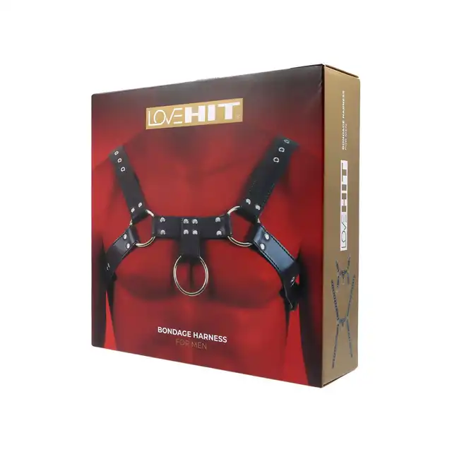 Virgite - Man Bondage Body Harness Mod. 2 Black. Harness łączyący funkcjonalność z odważnym designem z ekologicznej skóry.