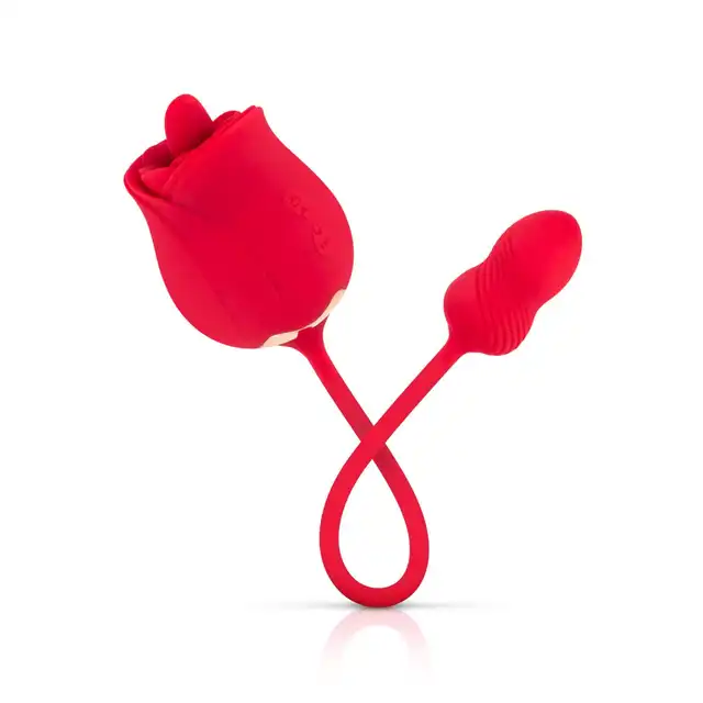 Teazers - Rose Vibrator and Clitoris Stimulator. Wielofunkcyjny wibrator do łechtaczki i jajeczko wibrujące, luksusowy wibrator duo w formie róży