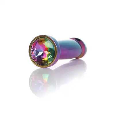 Bseries -  Jewellery Multicolour Penis Plug Clear S. Elegancki korek analny z stali nierdzewnej z pięknym diamencikiem, idealny do eksperymentowania z temperaturą i stymulacji analnej