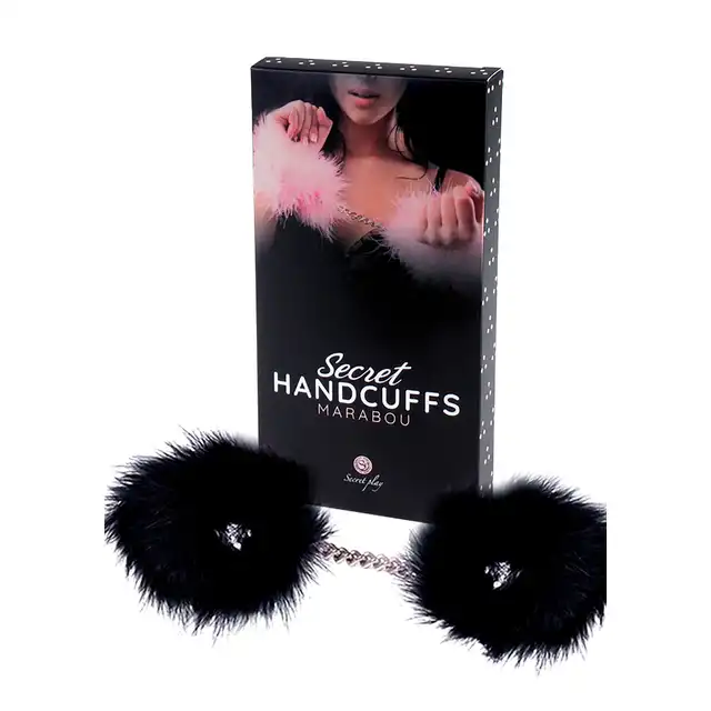 Secret Play - Marabou Handcuffs. Zmysłowe kajdanki bondage z piórami, elegancki dodatek do BDSM