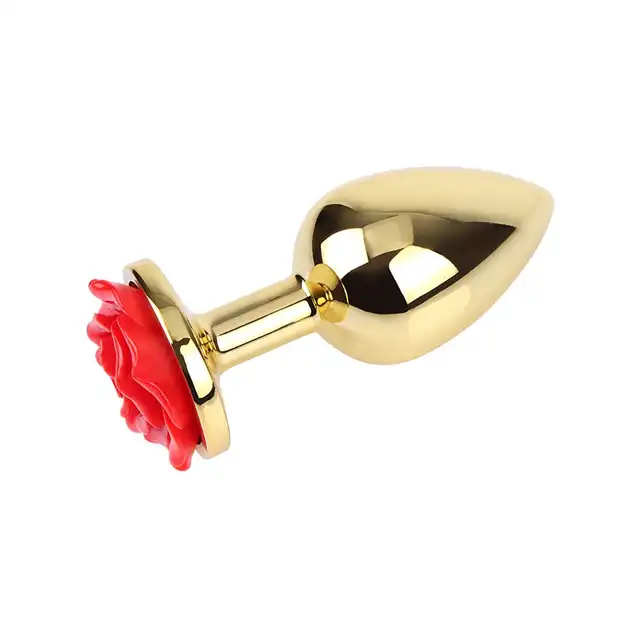 Matrix Mont - Showy Rose Anal Plug. Elegancki złoty anal plug z różą w rozmiarze M