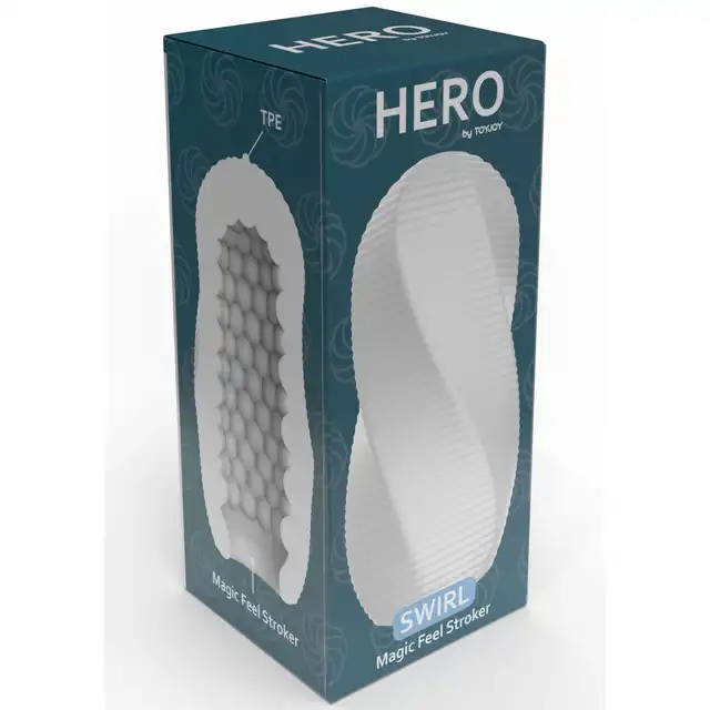 ToyJoy - Hero Medium Masturbator Swirl. Unikalny spiralny masturbator kieszonkowy, dostarcza niezrównanych wrażeń