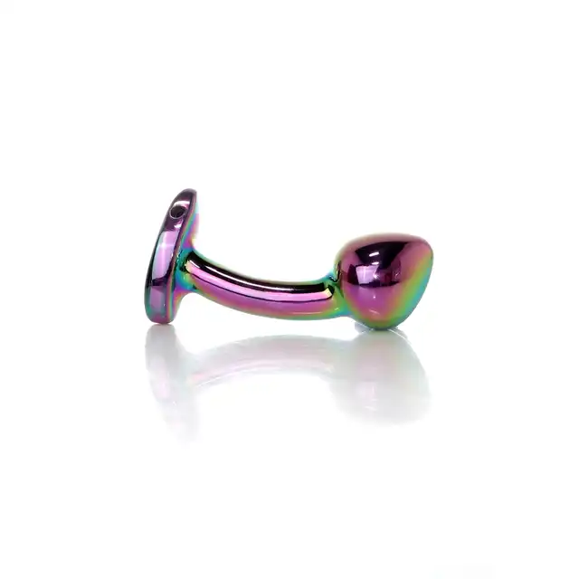Bseries - Jewellery Multicolour Curved Plug S. Ekskluzywny, anatomicznie wyprofilowany korek analny z metalu, wzbogacony o elegancki design i możliwość personalizacji doznań