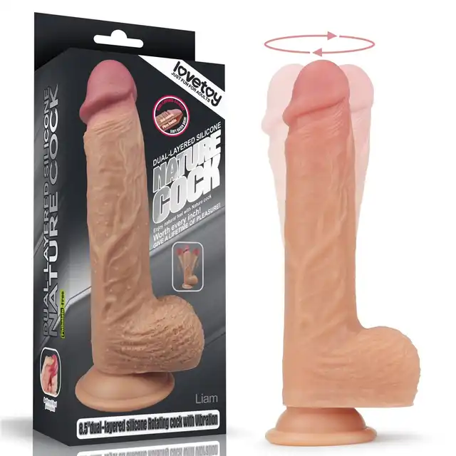 LoveToy - 8.5" Nature Cock Rotating. Silikonowy wibrator z rotacją i podgrzewaniem – 5 trybów wibracji, wodoodporny, z podstawą ssącą