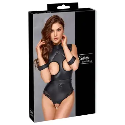 Cottelli Bondage - Crotchless Body L. Ekscytujące body z otwartym kroczem i koronkowymi detalami, idealne na wyjątkowe chwile