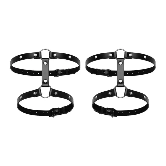 Bedroom Fantasies – Thigh Harness Black. Zabezpieczający pas na uda z metalowymi pierścieniami