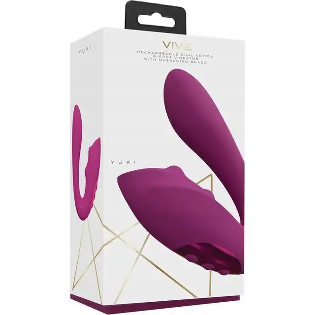 Vive - Yuki G-Spot Vibrator with Massaging Beads Pink. Nowoczesny wibrator podwójny do stymulacji punktu G z ruchomymi kulkami