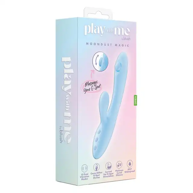 Blush - Play with me Moondust Magic Blue. Uroczy wibrator łączący stymulację łechtaczki i punktu G