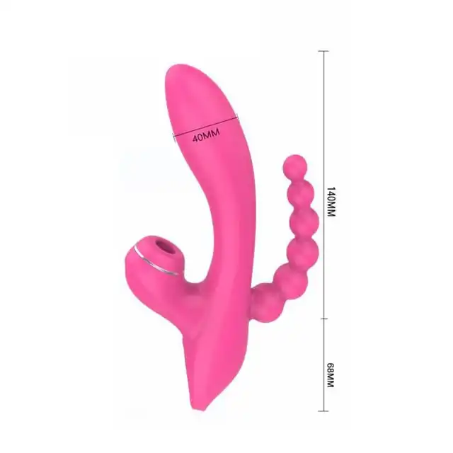 Erospace - Sweet Play Sucking Vivrator with Anal Braids. Wibrator ssący z koralikami analnymi, potrójna stymulacja dla wyjątkowej przyjemności