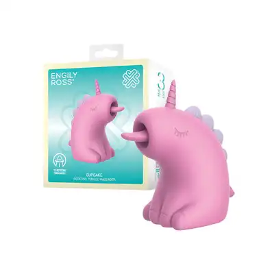 Engily Ross - Cupcake. Uroczy stymulator łechtaczki z ruchomym językiem, różowa zabawa pełna niezrównanej przyjemności