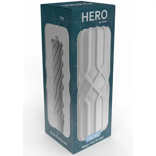 ToyJoy - Hero Large Masturbator Hexo. Dwustronny masturbator o wyjątkowej teksturze w kształcie sześciokąta i spirali