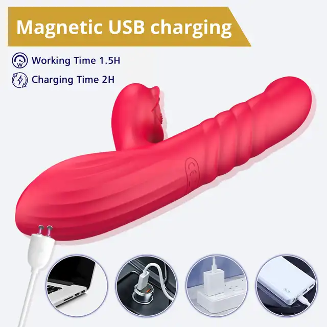 Erospace - Sweet Play G-spot Vibrator with Thrusting.  Wibrator z funkcją ruchu posuwistego, intensywna stymulacja punktu G i łechtaczki