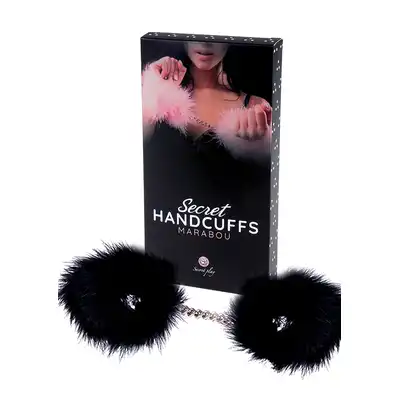 Secret Play - Marabou Handcuffs. Zmysłowe kajdanki bondage z piórami, elegancki dodatek do BDSM
