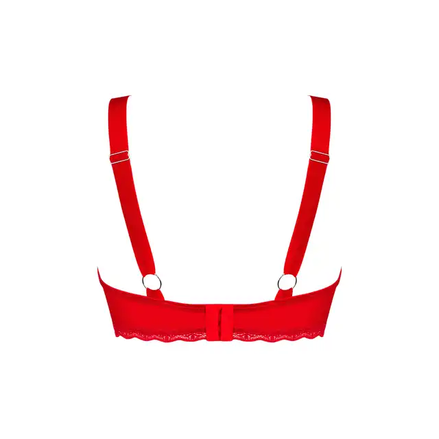 Obessive - Belovya Bra XS/S. Romantyczny biustonosz typu longline w soczystej czerwieni, stworzony dla kobiet, które pragną podkreślić swój seksapil i zmysłowość