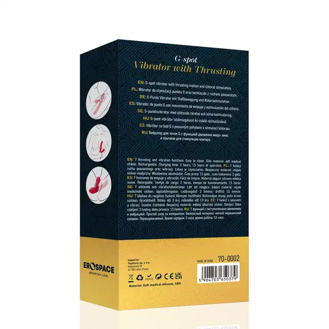 Erospace - Sweet Play G-spot Vibrator with Thrusting.  Wibrator z funkcją ruchu posuwistego, intensywna stymulacja punktu G i łechtaczki