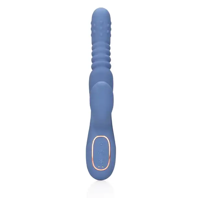 Loveline - Blue Nova Warming Rotating Beads and Thrusting Rabbit Vibrator. Ogrzewany, wibrujący wibrator z króliczkiem dla jeszcze większej przyjemności