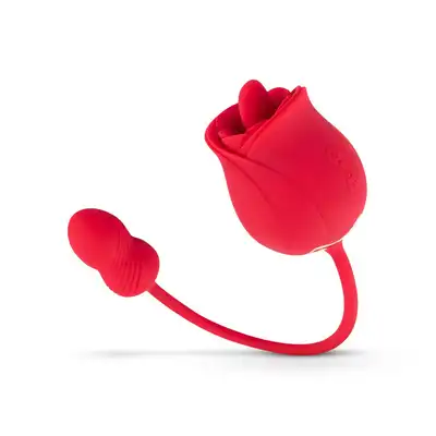 Teazers - Rose Vibrator and Clitoris Stimulator. Wielofunkcyjny wibrator do łechtaczki i jajeczko wibrujące, luksusowy wibrator duo w formie róży